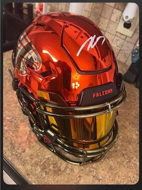 Atlanta Falcons Chrome Red Football Helmet with Gold Visor